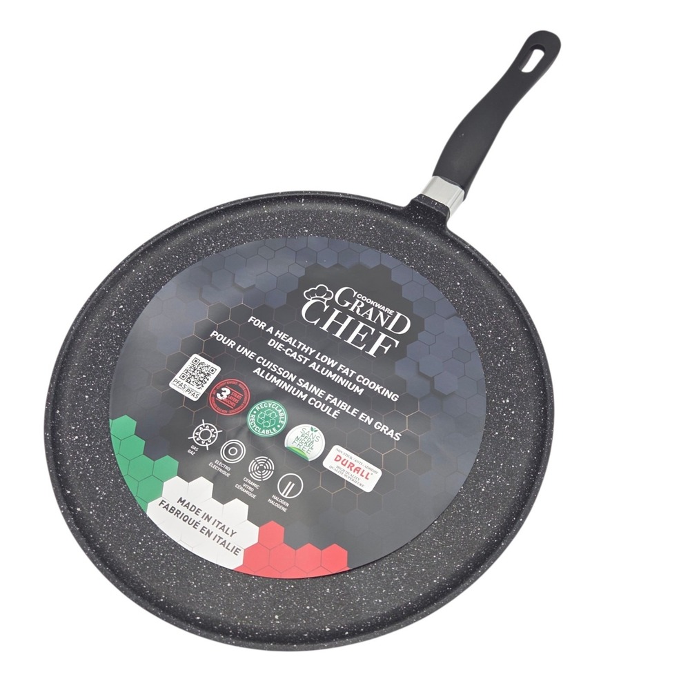 Roch Guss Grand Chef Crepe Griddle Flat Pan 32cm / 13in Healthy Cookware Italy